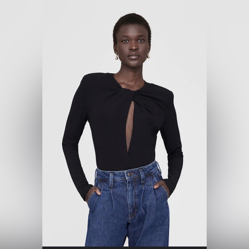 Anine Bing Elegant Black Cutout Top